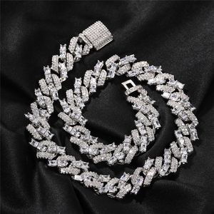 15MM Wide Square And Round Mixed Zircon Personalized Cuban Chain Necklace Hip Hop Necklace