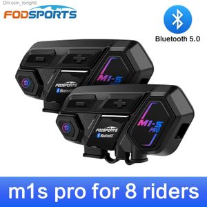 2PCS FODSPORTS M1-S Pro Motorcycle Helmet Intercom 8 Rider Wireless Bluetooth Headset Intercomunicador Moto Interphone BT5.0 Q230830