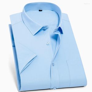 Men's Dress Shirts Plus Size 8XL Short Sleeve For Men Solid Slim Fit Formal Shirt 40%cotton Office Tops Clothes Items