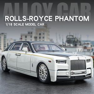 Diecast Model 1 18 Сплав Loxy Car Rolls Royce Phantom Diecasts Металлические транспортные средства собирают моделируемые украшения звуковые световые подарки для детей 230829