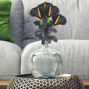 Dekorativa blommor 10st Black Artificial Calla Lily Wedding Bouquet Real Touch Latex Flower for Bride Home Deco Centerpieces