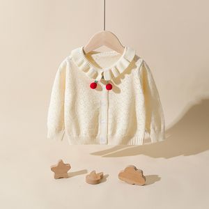 Pullover Summer Autumn Kids Sweater Sweater Cardigan Long Sleeve Round Round Twhice Closure Flower Winter Warm Warm Cnit Coats 230830