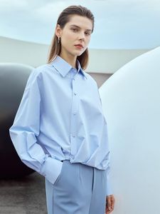 Kadın bluzları amii minimalizm uzun kollu kadın gömlek polo yaka Çin tarzı ofis bayan üst 2023 sonbahar kısa basit gevşek bluz