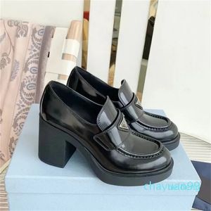classic buckle Dress Shoes High Heel Flat Shoe Social Chunky Women Wedding Party Leather Business Formal