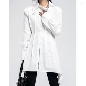 Женские блузки Superaen 2023 Осенняя нерегулярная рубашка с длинными рукавами дизайн стиля Koean White Women