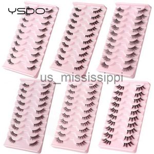 Falska ögonfransar YSDO 10 PAIR HALV 3D FAUX MINK LASS Högkvalitativa mjuka ögonfransar Utvidgningar Handgjorda Makeup Naturliga Long Half Mink Eye Lashes X0830