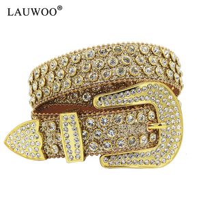 Belts LAUWOO Diamond Belts Fashion Luxury Crystal Studded Pin Buckle Belt Cinto De Strass Belts for Women Jeans Decoration 230830