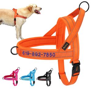 Hundhalsar Löser Personlig nylon Dog Harness Reflective No Pull Dogs Harness Vest broderat namn för små medelstora stora hundar franska bulldog 230829