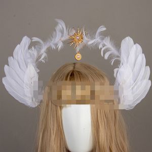 Halo Crown Headpiece Gothic Lolita KC Huvudbonad Angel Feather Wings Halo Goddess Headband Headbond Accessories