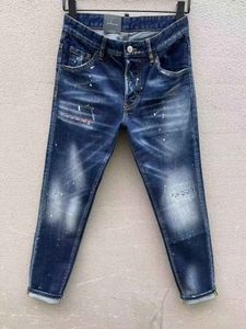 Atacado- Luxo Italiano Rosa Bordado Jeans 2023 Novo Designer MenJeans Slim Fit Mens Impresso Jeans Biker Denim Calças