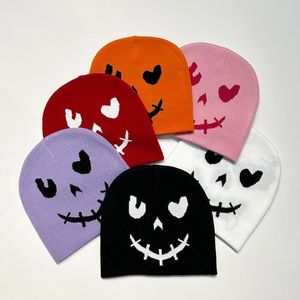 Beanieskull Caps Creative Halloween面白いニットハットカボチャのゴーストパターン冬の暖かい頭蓋骨ビーニーパーティーコスチューム230830