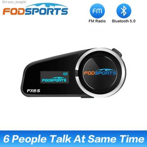 Fodsports FX6 S Motorcycle Helmet Intercom Wireless Bluetooth 5.0 Helmet Headset 1000m 6 Way Interphone With FM OLED Screen Q230830