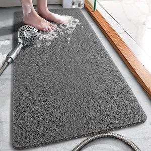 Bath Mats Shower Mat Non Slip Bathtub 24 X 16 Inch Soft Loofah Carpet With Drain For Bathroom Tub Floor Dry Fast