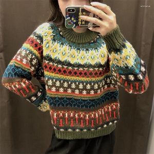 Women's Sweaters Autumn And Winter Women Casual Loose Warm Knitted Sweater Female Vintage Jacquard Long-Sleeved Pullovers