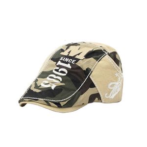 Berets 2023 Primavera Verão e Outono Cool Man Ivy Cap Masculino Camo Flat Sun Caps Pai Lazer Algodão Boina 230830