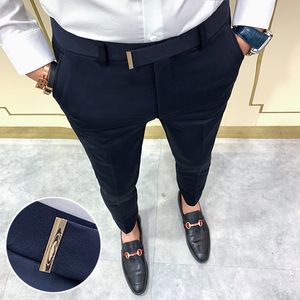 Mens Pants Suit Spring Man Fashion Casual Slim Business Men Wedding Party Work Byxor Classic Large 36 230829