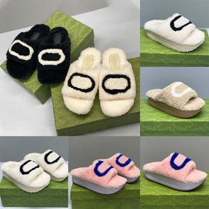 Designer damskie kapcie panie zimowe wełna slajdy futro futrzane ciepłe litery sandały wygodne rozmyte dziewczyna flip flop flop Slipper EU35-45 NO463