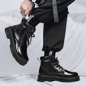 Botas masculinas botas de tornozelo preto outono e inverno martin botas ao ar livre confortável alta superior sapatos casuais com design clássico 230830