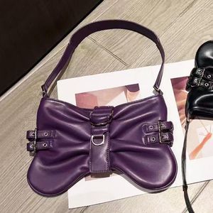 Y2K Slim Shoulder For Women Luxury Designer Handbags And Purse PU Bow Belt Buckle Decoration Underarm Bag