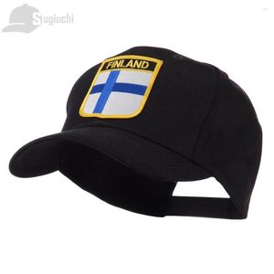 Boll Caps Finland Flaggbroderi Shield Patch Cotton Baseball Cap pappa Hattar Justerbara för män Kvinnor unisex fotbollsfans gåva