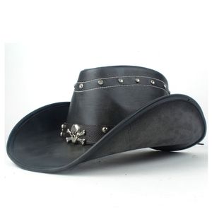 Breda randen hattar hink 100 läder män kvinnor svart västerländsk cowboy hatt utomhus sombrero hombre cowgirl 230830