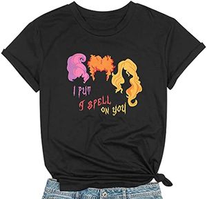 Camiseta de Halloween para mujer, camiseta informal con estampado de letras I Smell Children, camisetas gráficas de Hocus Pocus para otoño