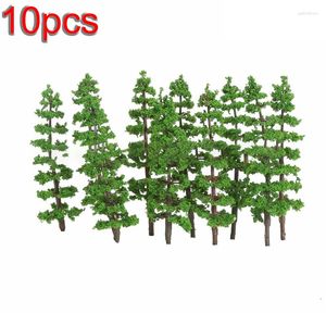 Flores decorativas 10pcs modelo de árvore de plástico simulação falsa pinho rua parque trem paisagem ferroviária layout de cena ao ar livre