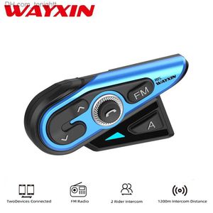 WAYXIN 1 PCS 1200M Helmet Intercom Motorcycle Intercom Helmets Wireless Bluetooth 5.0 FM Radio 2 Rides Headset Interphone R15 Q230830