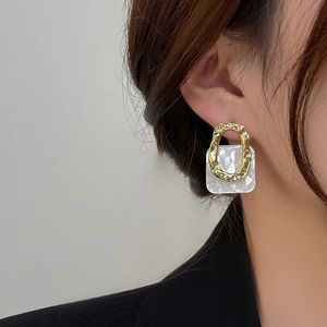 Korea Acrylic Resin Geometric Square Hanging Stud Earrings New Fashion Hollow Metal Trendy Earrings Jewelry Gift Wholesale YME051