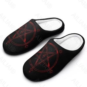 Hausschuhe Pentagramm (2) Sandalen Plüsch Lässige Warmhalteschuhe Thermo Herren Damen Slipper Haus Anime Sohle