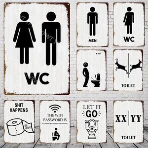 Vintage Funny Toilet Metal Tin Sign WC Lavatory Toilettes Wall Art Sticker The Wifi Password Signs Bathroom Restroom Home Toilet Wall Art Decoration 30X20CM w01