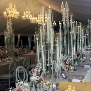 Portacandele 10 pezzi Decorazione di nozze Centrotavola Candelabri Portacandele trasparenti Candelieri in acrilico per matrimoni Eventi Feste Drop Deliv Otvqe