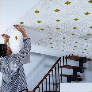 Wallpapers Roof Ceiling Decoration Wallpaper 3D Stereo Wall Paper Bedroom Living Room Tv Background Skirt Self-Adhesive Decor Sticker Dhrhe