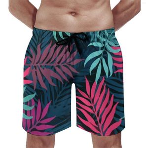 Мужские шорты в тренажерном зале тропические ладони классические купальники разноцветные деревья листья мужчин быстро сухую спортивную фитнес