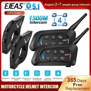Ejeas v4 plus bluetooth capacete da motocicleta interfone fone de ouvido com 1500m bt interfone comunicador para 4 pilotos à prova dwaterproof água q230830