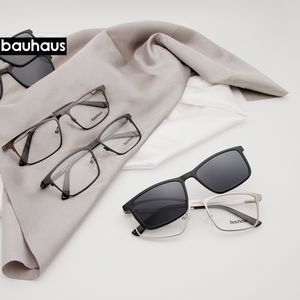 Moda güneş gözlüğü çerçeveleri x105 Bauhaus mıknatıs güneş gözlüğü klipsinde metal optik çerçeve erkekler polarize özel reçete miyopi 230830