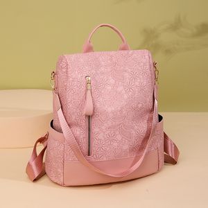Factory wholesale women shoulder bag 3 colors outdoor leisure travel backpack soft and light embossed leather handbag back anti-theft student backpacks 6776#