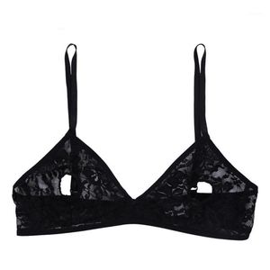 Sutiãs conjuntos femininos abertos mamilo sutiã lingerie renda macia floral sexy sheer oco out bralette fio-sem forro top nightwear285s