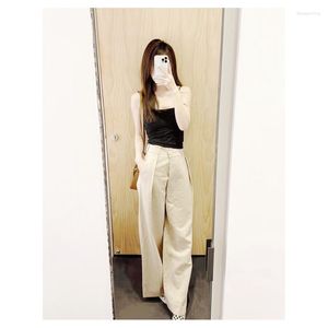 Women's Pants 2023 Autumn Slanted Placket Asymmetric Linen Wash Water Chic Loose Casual