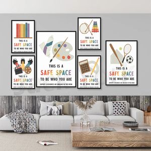 Teaching Tools Canvas Painting Illustration Wall Art Cartoon Equipment Poster and Print Wall Picture For Kids Bedroom Classroom Decor Gift No Frame Wo6