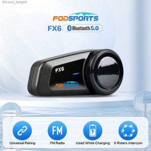 FODSports FX6 Motorcykelhjälm Intercom Bluetooth 5.0 Headset Interphone Moto 6 Riders Communication FM Radio Intercomunicador Q230830