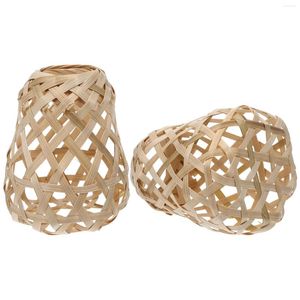 Lâmpadas pendentes 2 pcs bambu abajur capa ornamentos pendurado luz cobre decorativo tecelagem lâmpada interna guarda