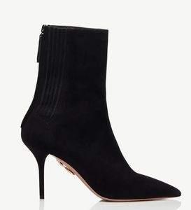 شتاء فاخر منتفخ في الكاحل أحذية Sondra Saint Honore Bootie Patent Leather Pearl Block Heels Black Combat Booty Party EU35-40