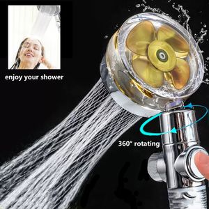 Bathroom Shower Heads Propeller Head Rainfall High Preassure Water Saving Showerhead with Fan Builtin Turbo Filter Accessories 230829