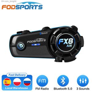 FODSports FX8 Air Helmet Intercom Headset Motorcykel Waterproof Interphone Bluetooth 5.0 FM Radio 3 Stereo Sound Effects Q230830