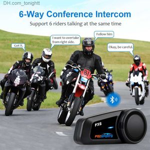 FODSPORTS FX6オートバイヘルメットBluetooth Intercom Moto Helmet Headset 1000M 6 Rider BT 5.0 Interphone Intercomunicador FM Radio Q230830