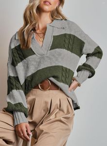 Женские свитера Polo V-образное свитер Kintted Women Pullovers Весенняя осень зимняя зеленая y2k топ-джампер-джемпер-джемпер-джампер