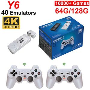 Controladores de jogo Joysticks Y6 Console de videogame Saída 4K HD com controladores sem fio duplos 2.4G 10000+ jogos para /N64/CP1/CP2/CP3/Neogeo/GBX/MAME x0830