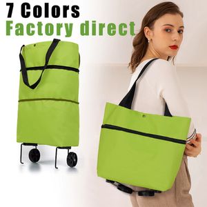 Shopping Bags Foldable Trolley Bag With Wheels Large Reusable Cloth Hand Tote Bolsas Eco Fabric Supermarket Grocery Pull Cart 230829