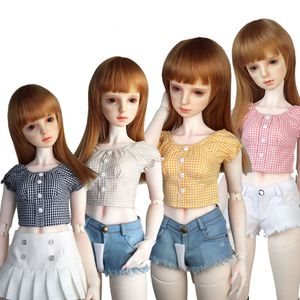 Doll Accessories Fits 58 60CM 1 3 BJD SD DD Dolls clothes toys Ball Jointed gift Fashion Denim pants Check shirt 230829